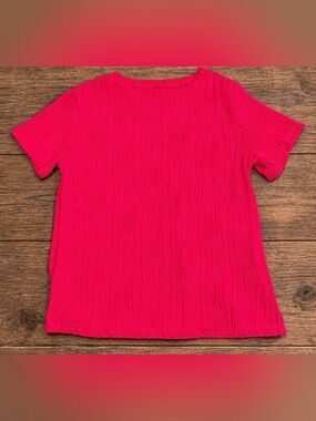 Micoson Women’s Large Hot Pink Textured Short Sleeve Top